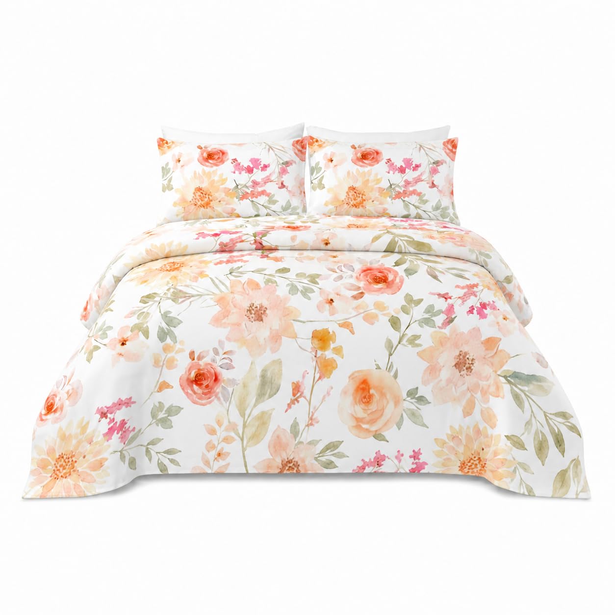 YIYEA Floral Sheets Queen Size, Premium Double Brushed Microfiber Bed Sheet Set for All Season, Soft Breathable, 16" Deep Pocket, Shrinkage and Fade Resistant, 4PC, Queen