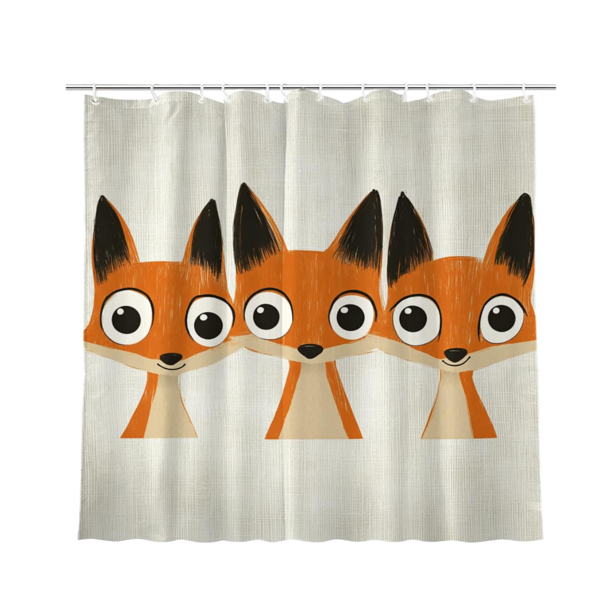 KEEPAEON Funny Fox Bath Shower Curtain, Bathroom Curtain Washable Cloth Kids Shower Curtain Sets with 12 Hooks for Bathroom Decor, 72"x72"