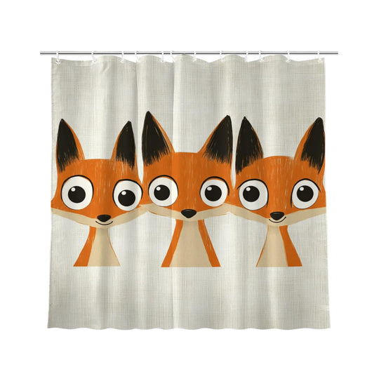 KEEPAEON Funny Fox Bath Shower Curtain, Bathroom Curtain Washable Cloth Kids Shower Curtain Sets with 12 Hooks for Bathroom Decor, 72"x72"