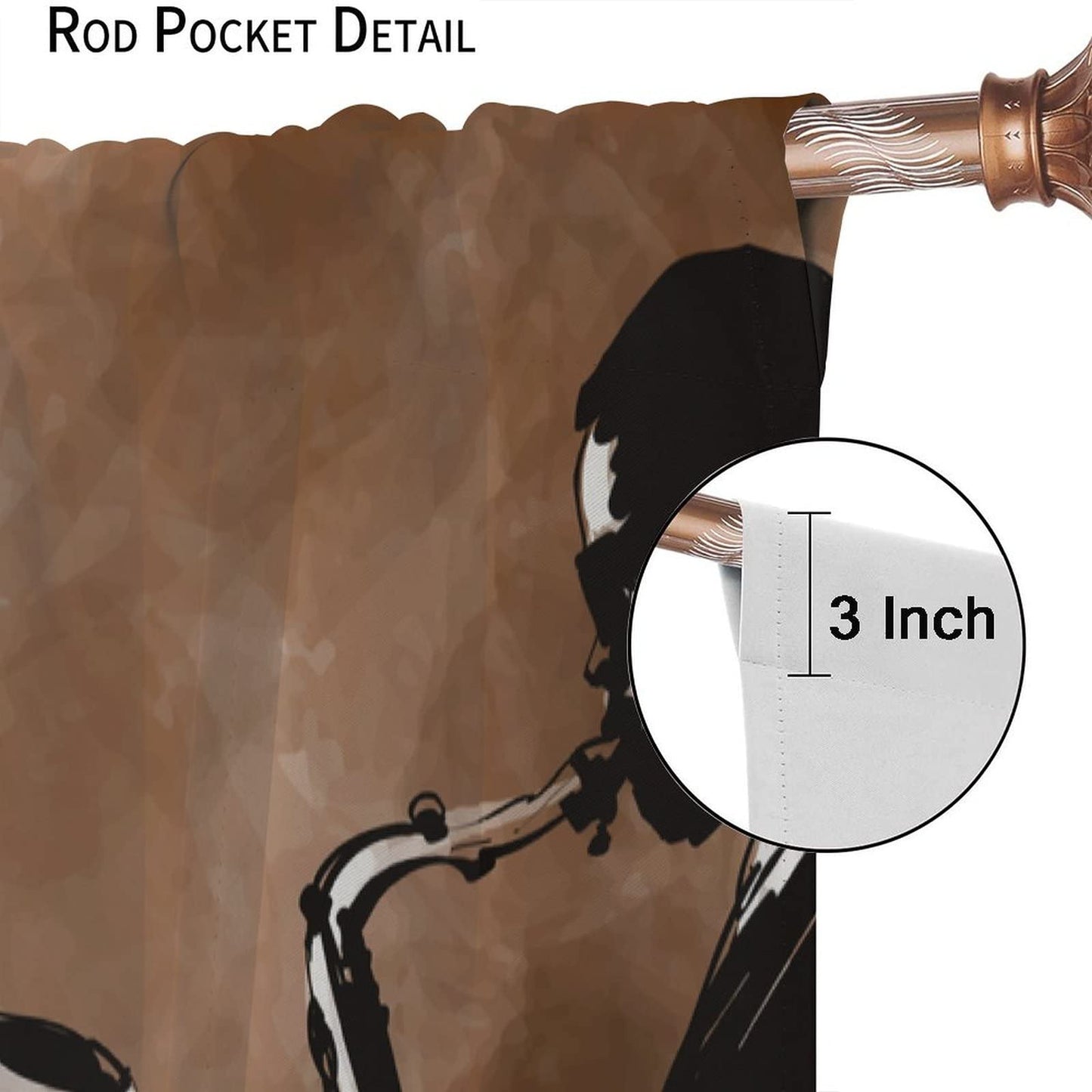 Vintage Art African American Curtains, Mid Century Jazz Band Black Woman Singer Performer Pastel, Thermal Insulation Blackout Window Treatments Rod Pocket for Living Room Bedroom Bathroom 42x45in