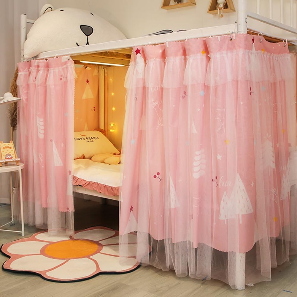 XGOPTS Bottom Bunk Bed Curtains Students Dormitory Bunk Bed Curtains Loft Bedroom Privacy Curtains Single Sleeper Blackout Cloth Bed Tent Curtain Shading Net Lightproof Bedding Spread Curtain Canopy