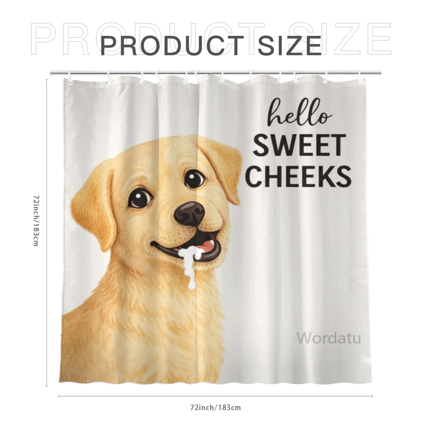 Wordatu Funny Labrador Retriever Shower Curtain Colorful Animal Waterproof Polyester Fabric 72x72 Inches Set with 12 Hooks(24712)