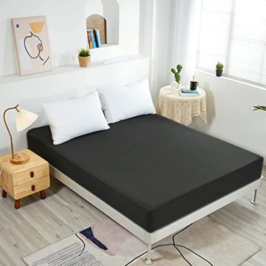 NHNHN Fitted Sheet-Deep Pockets-Soft Microfiber-Easy Care-Shrinkage and Fade Resistant-Fitted Sheets Queen Size for Girl Woman Teens Kids-Only 1 Fitted Sheet (Queen, Black)
