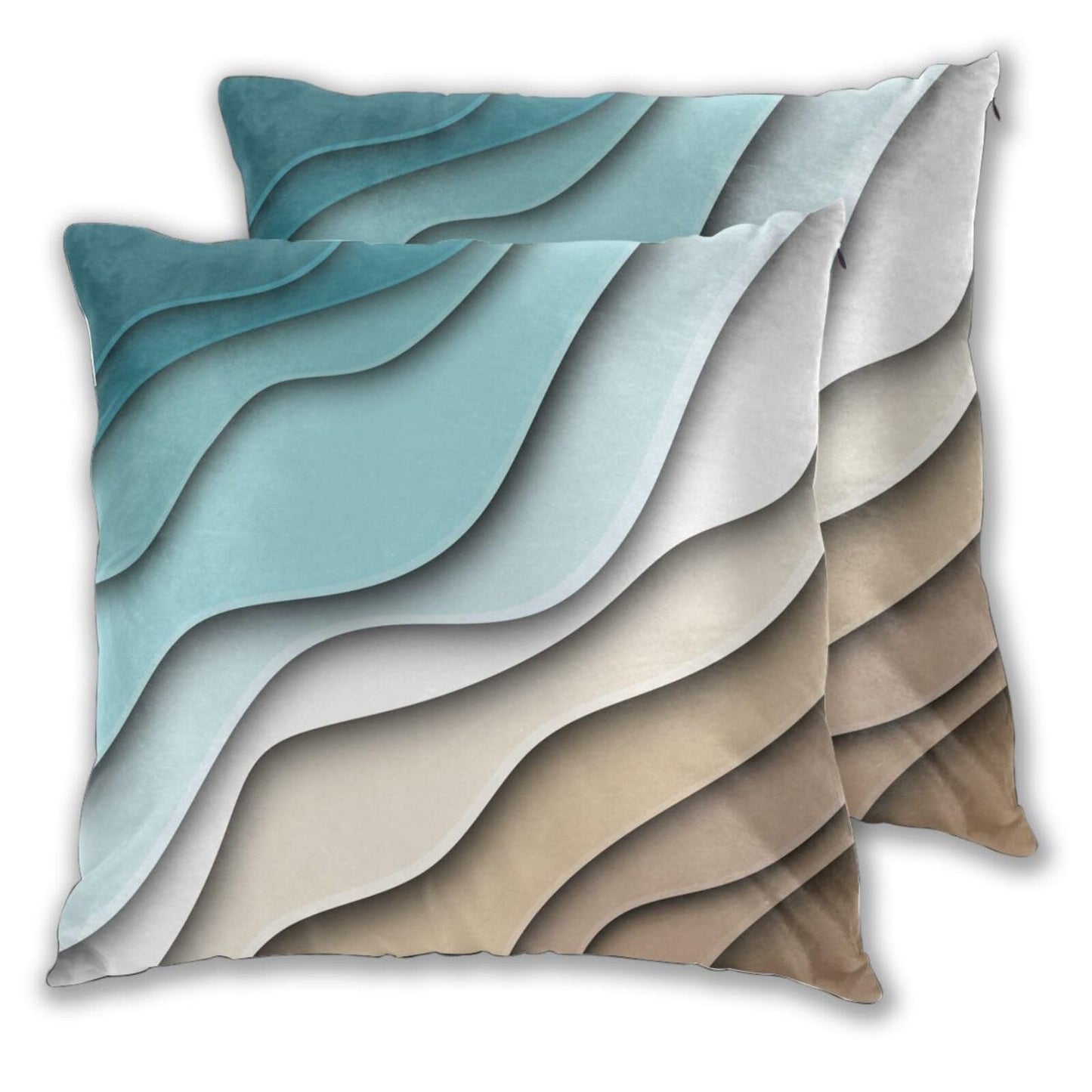 Droerfes Teal Wave Throw Pillow Covers Set of 2 Couch Pillow Case Decoration Cushion Covers for Sofa Home Living Room Bedroom Outdoor 18X18 Inch