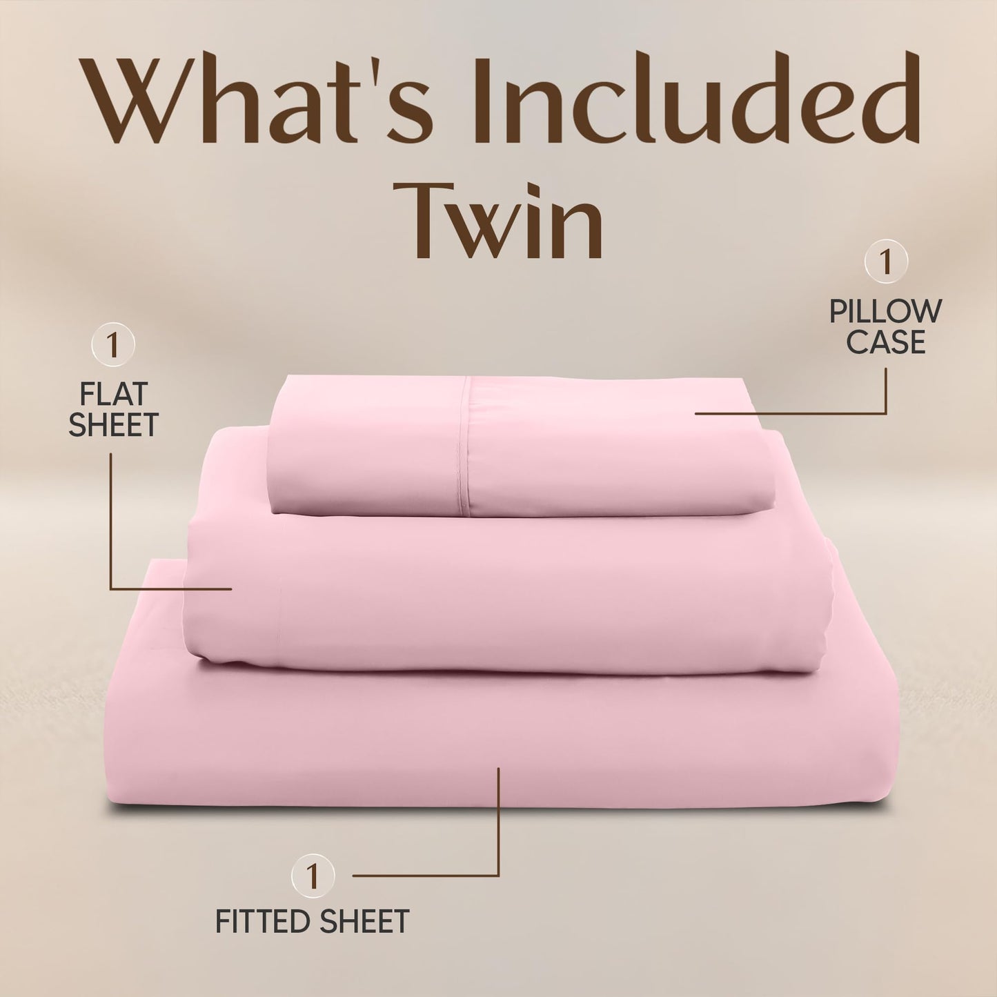 Utopia Bedding Twin Sheet Set – 3 Piece Bed Sheets for Twin Size Bed, Soft and Breathable Microfiber, Includes 1 Fitted Sheet, 1 Flat Sheet and 1 Pillowcase – Oeko Tex (Crystal Pink)