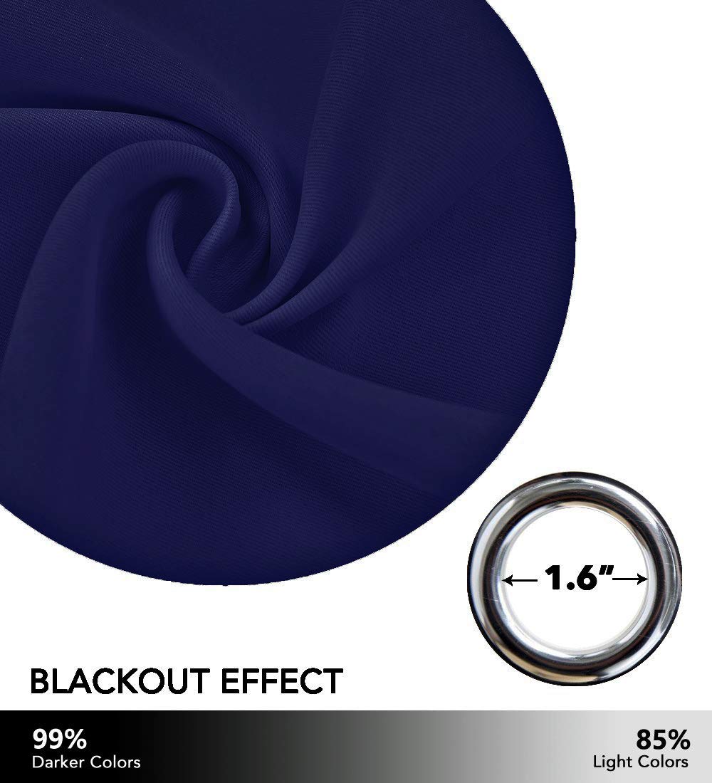 NICETOWN Kids Blackout Curtains for Bedroom - Hollow Star Space Inspired Night Sky Twinkle Blue Children Star Curtain, Window Drape (1 Panel, 52 x 63 inches Panel, Navy Blue)