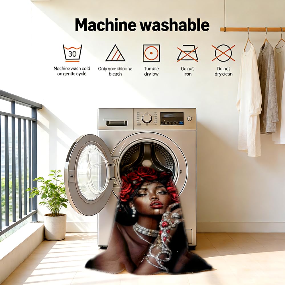 ZHOUSHUTONG Black Women Throw Blanket African American Black Girl Print Super Soft Warm Cozy Blanket for Couch Bedroom Office Home Decor Gift for Her 49"x59"