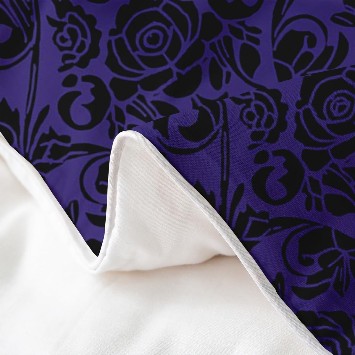jejeloiu Boys Girls Rose Duvet Cover 100% Cotton Queen Size, Jacquard Damasks Bedding Set Luxury Royal Blue Jacquard Comforter Cover Kids Boho Style Teens Bedroom Decor Quilt Cover（No Comforter）