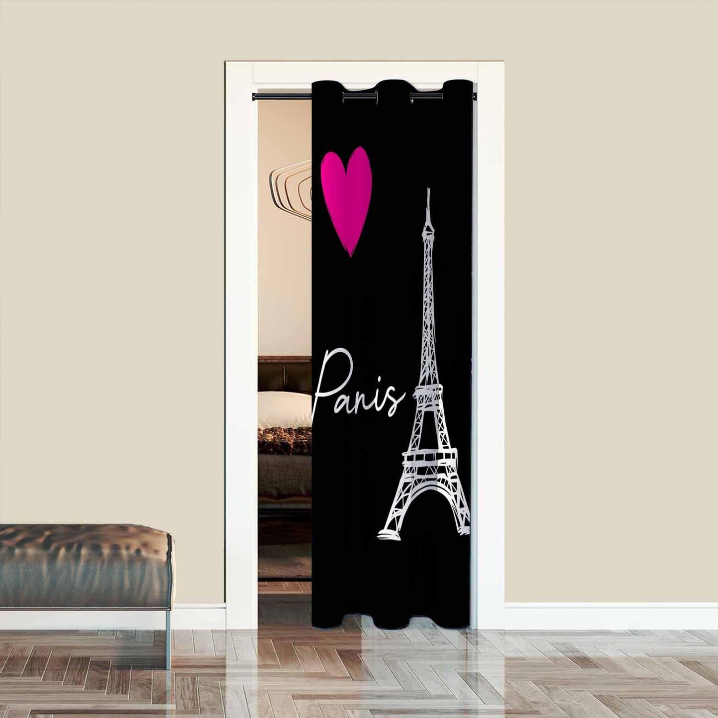 Haciadan Eiffel Tower Paris Doorway Curtain Love Pink Valentine's Day Door Cover Curtain Books Closet Curtain Bedroom Living Room Closet, 1 Panel 34" W X 80" L