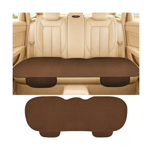 FALVFUN Car Back Seat Cover, Breathable Linen Anti-Slip Vehicle Rear Split Bench Protector with Side Pocket, Auto Backseat Bottom Protection Cushion, Universal for Truck SUV Van (Coffee)