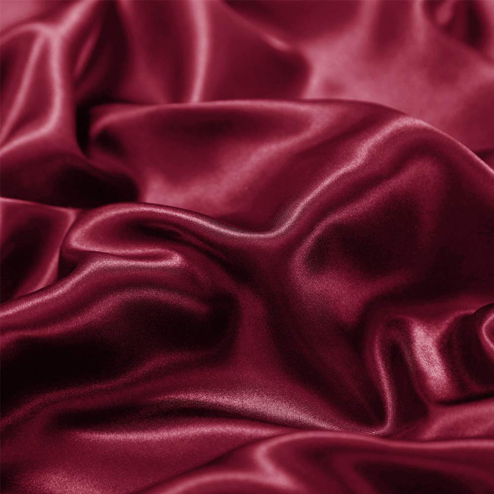 AiMay Satin Duvet Cover Set Bedding Sets Luxury Rich Silk Silky Super Soft Solid Color 2 Piece (1 Duvet Cover +1 Pillowcase) Honeymoon Sexy Reversible Stain-Resistant Wrinkle Free (Twin, Burgundy)