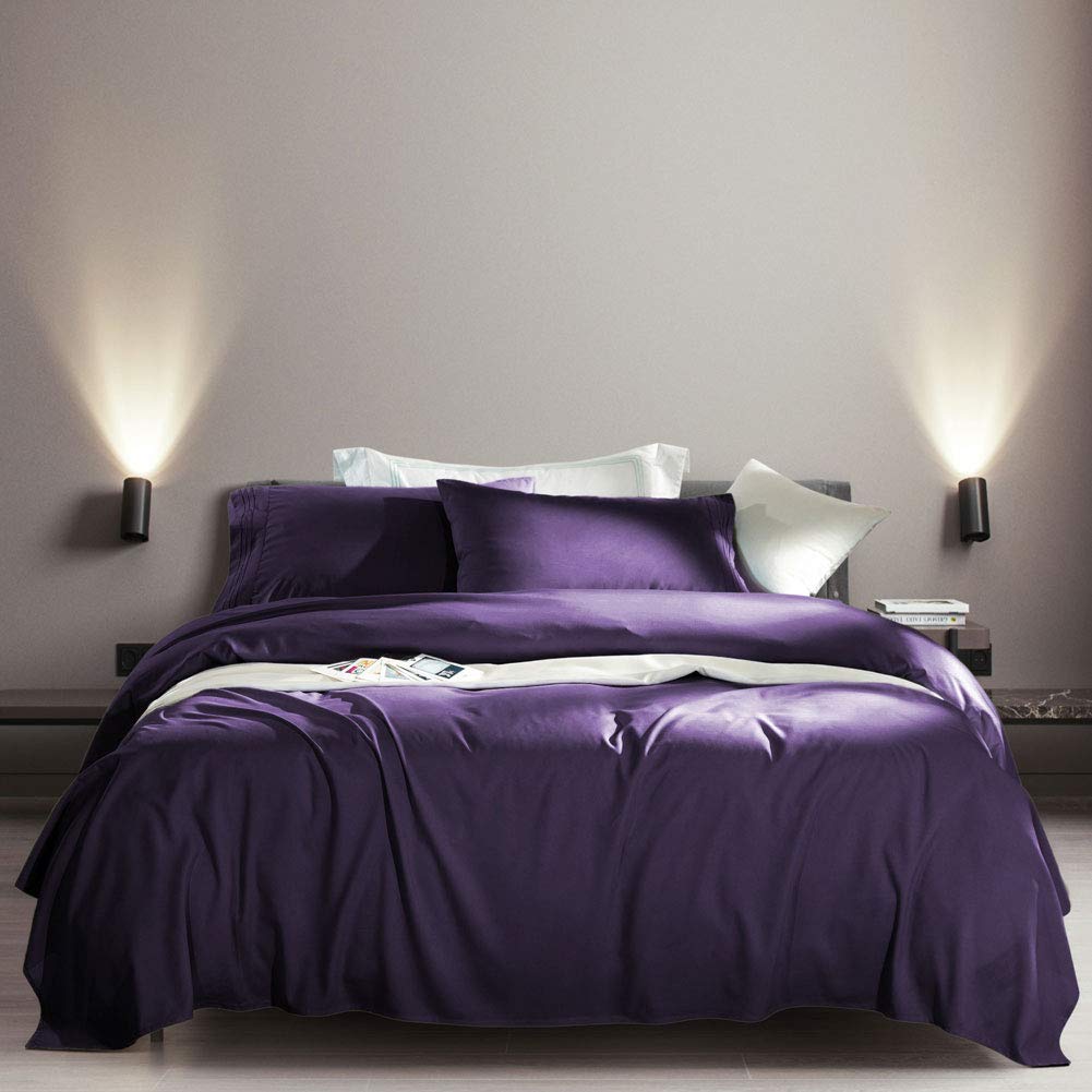 SONORO KATE Bed Sheet Set Super Soft Microfiber 1800 Series Luxury Egyptian Sheets Fit 18-24 Inch Deep Pocket Mattress Wrinkle-6 Piece (Purple, Queen)
