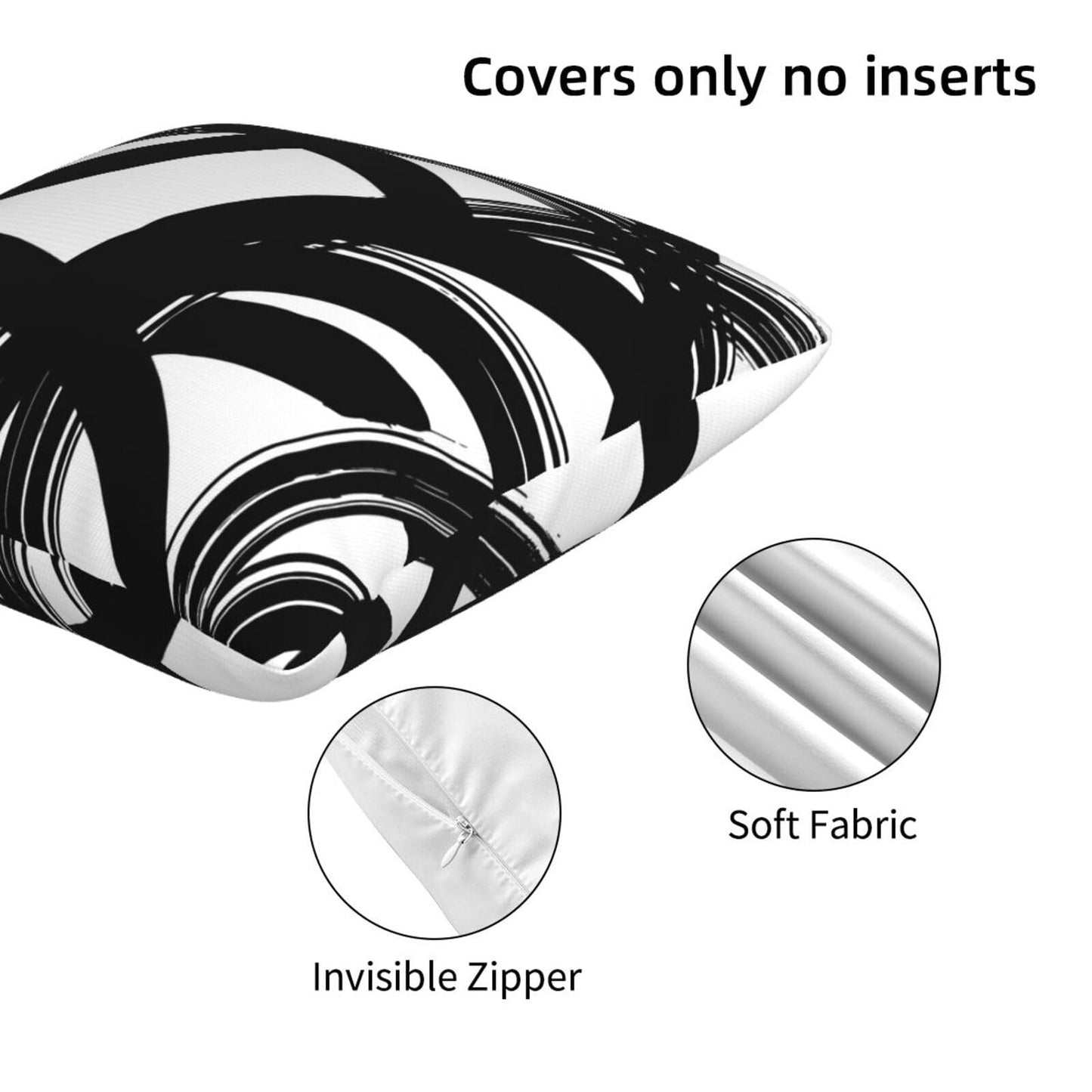 Lcokin Black and White Striped Throw Pillow Covers 18x18 in Set of 2, Decorative Abstract Art Boho Line Outdoor Pillow Case Square Cushion Covers for Farmhouse Sofa Bed Couch Living Room