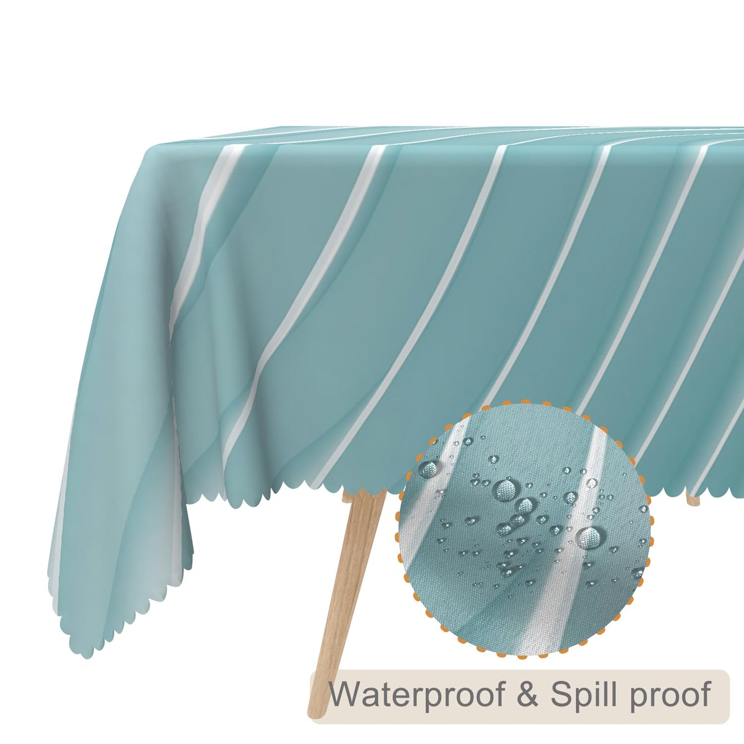 TTQYFNM 52x70inches Abstract 3D Wave Pattern Tablecloth Modern Geometric Gradient Turquoise White Table Covers Waterproof Durable Polyester Fabric Table Cloth for Dining Room Living Room Home Decor