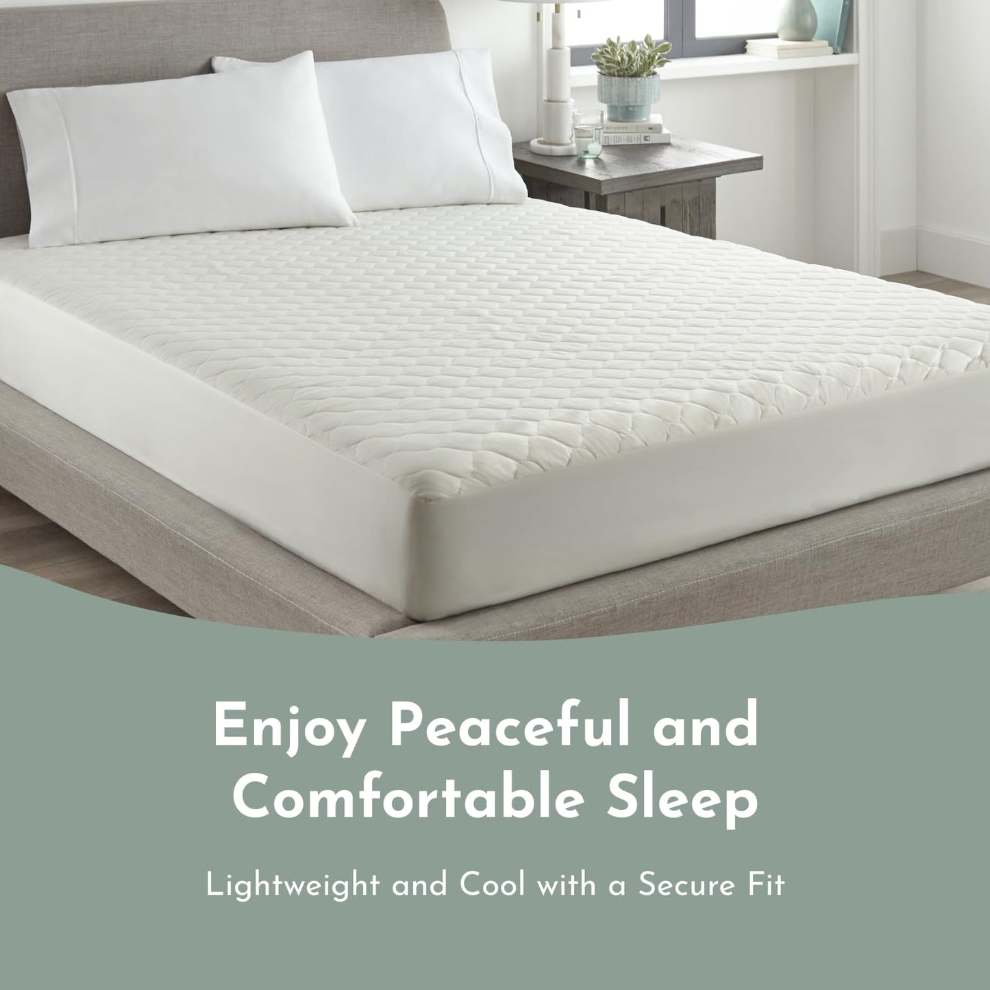 100% Cotton Organic Mattress Protector | Breathable & Noiseless GOTS Organic Mattress Pad with Premium 300GSM Durability | Machine Washable Quilted Bed Protector with Deep Pocket (Ivory, Twin)