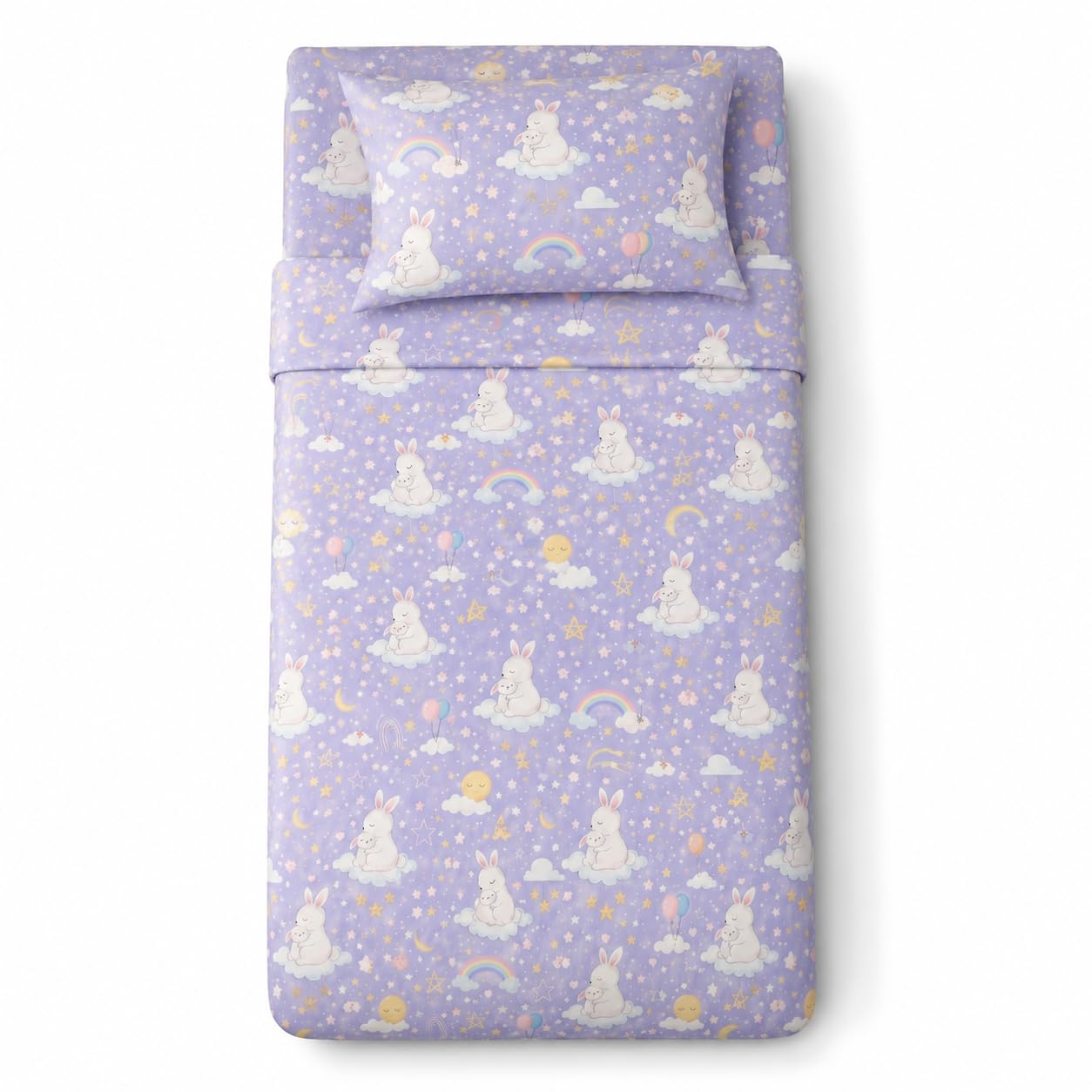 YIYEA 100% Cotton Kids Sheets, Ultra Soft Cozy Cute Bed Sheets Set for Girls, Boys, Teens, 16" Deep Pocket, 3PC, Twin