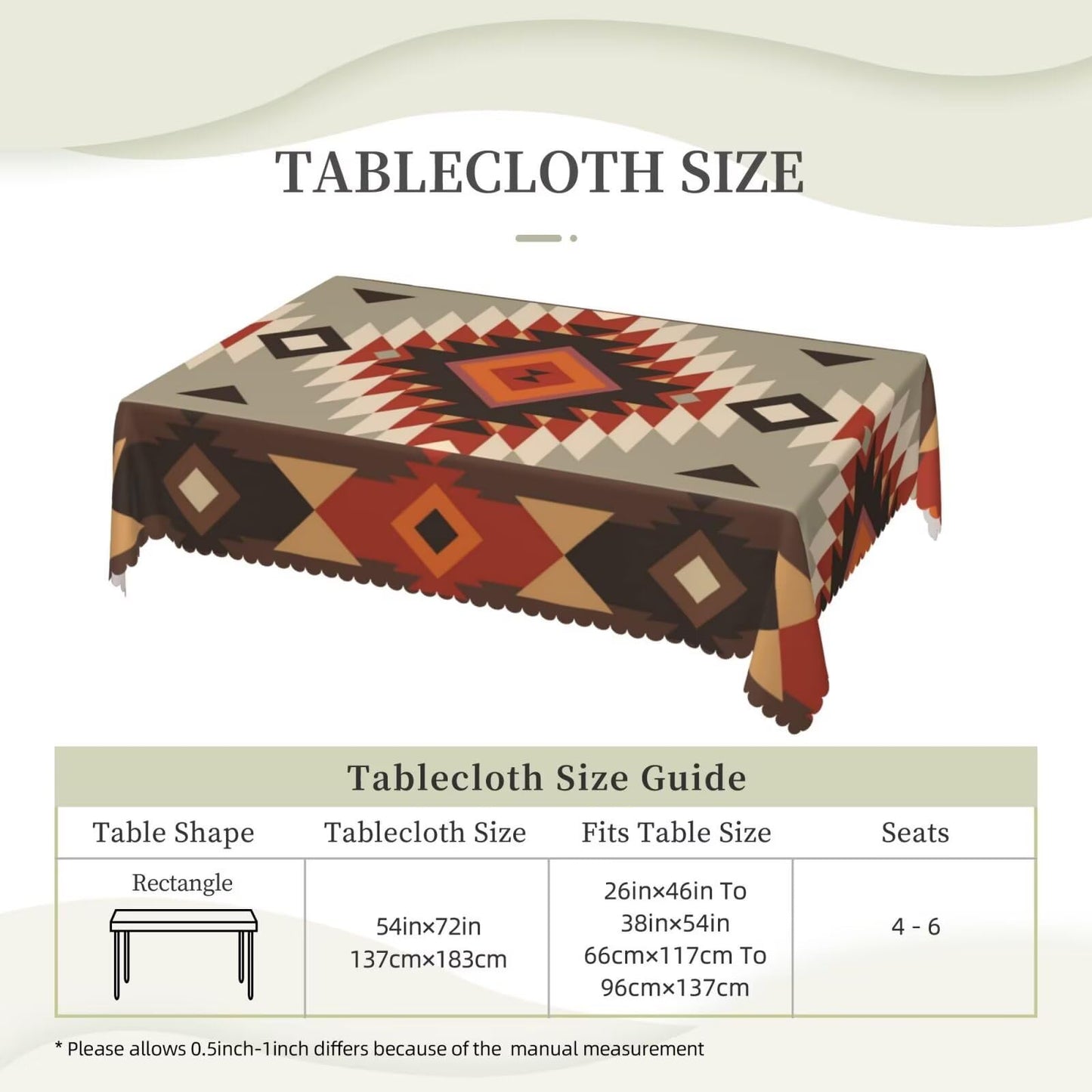 MENZHYAN Aztec Geometric Rectangle Tablecloth American Southwest Native Tribal Style Table Cloths Bohemian Elements Western Washable Table Cover for Home Kitchen Dining Party Decor 54 x 72 Inch