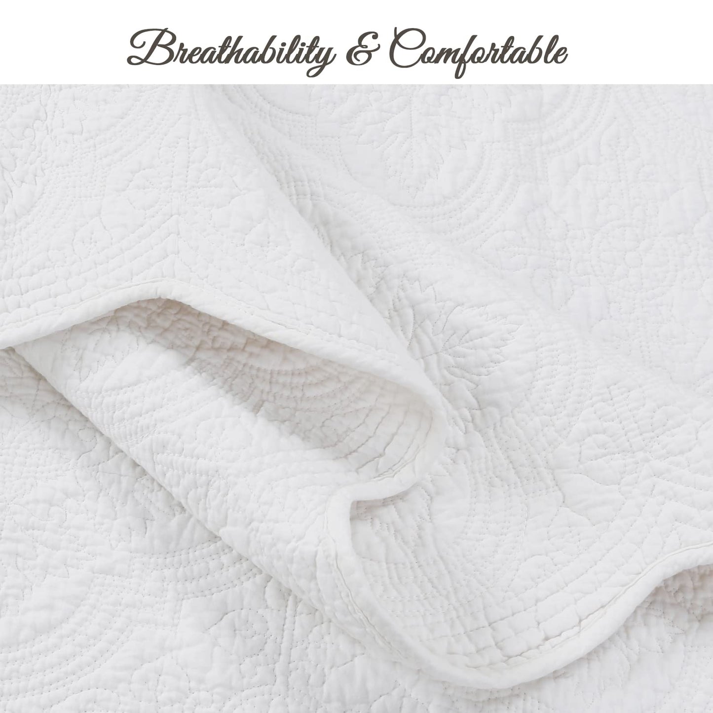 Cozy Line Home Fashions 100% Cotton Victorian Medallion Solid White Matelasse Embossed Bedding Quilt Set, Reversible Lightweight Bedspread, Coverlet for All Season (Blantyre - White, Twin - 2 Piece)