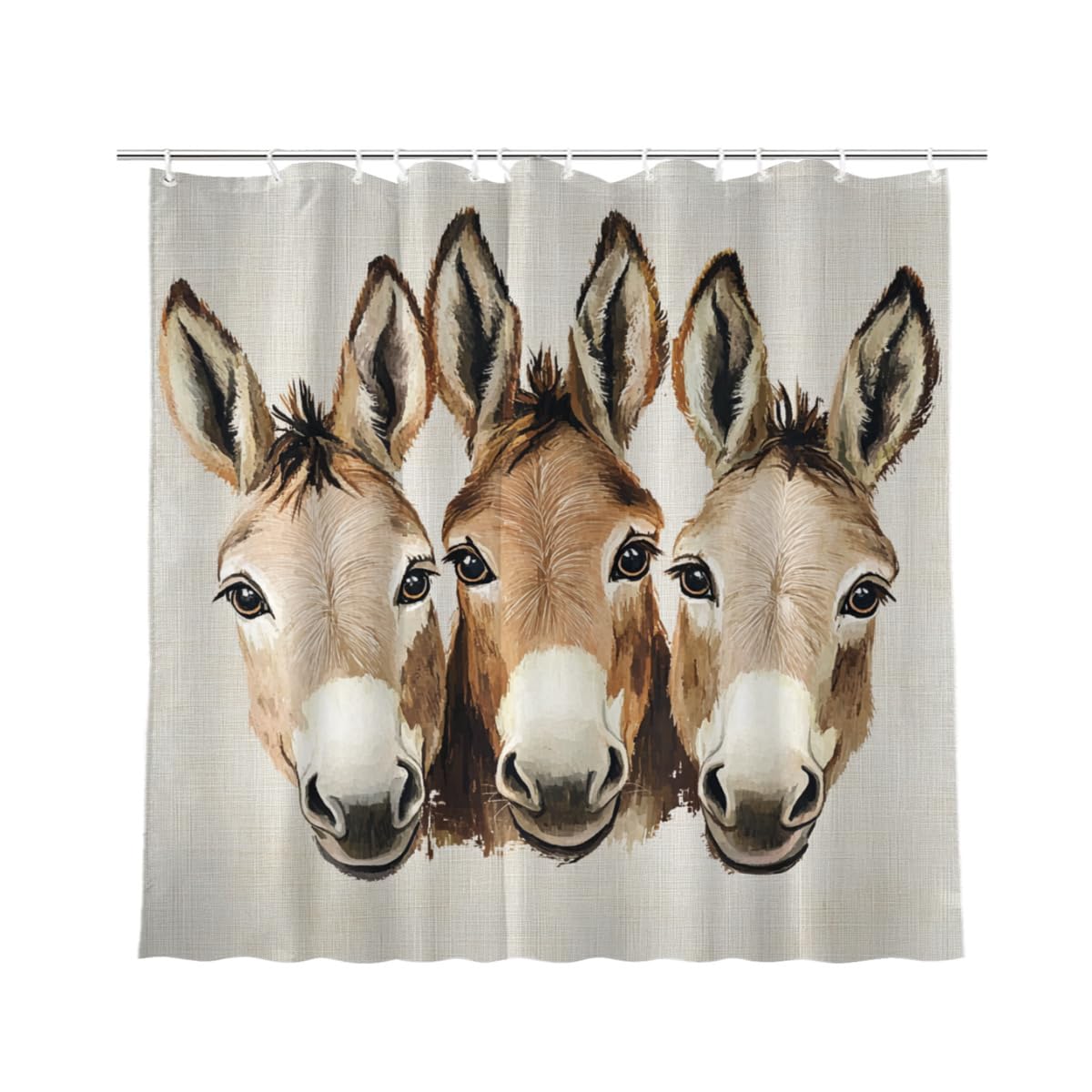 KEEPAEON Funny Donkey Bath Shower Curtain, Bathroom Curtain Washable Cloth Kids Shower Curtain Sets with 12 Hooks for Bathroom Decor, 72"x72"