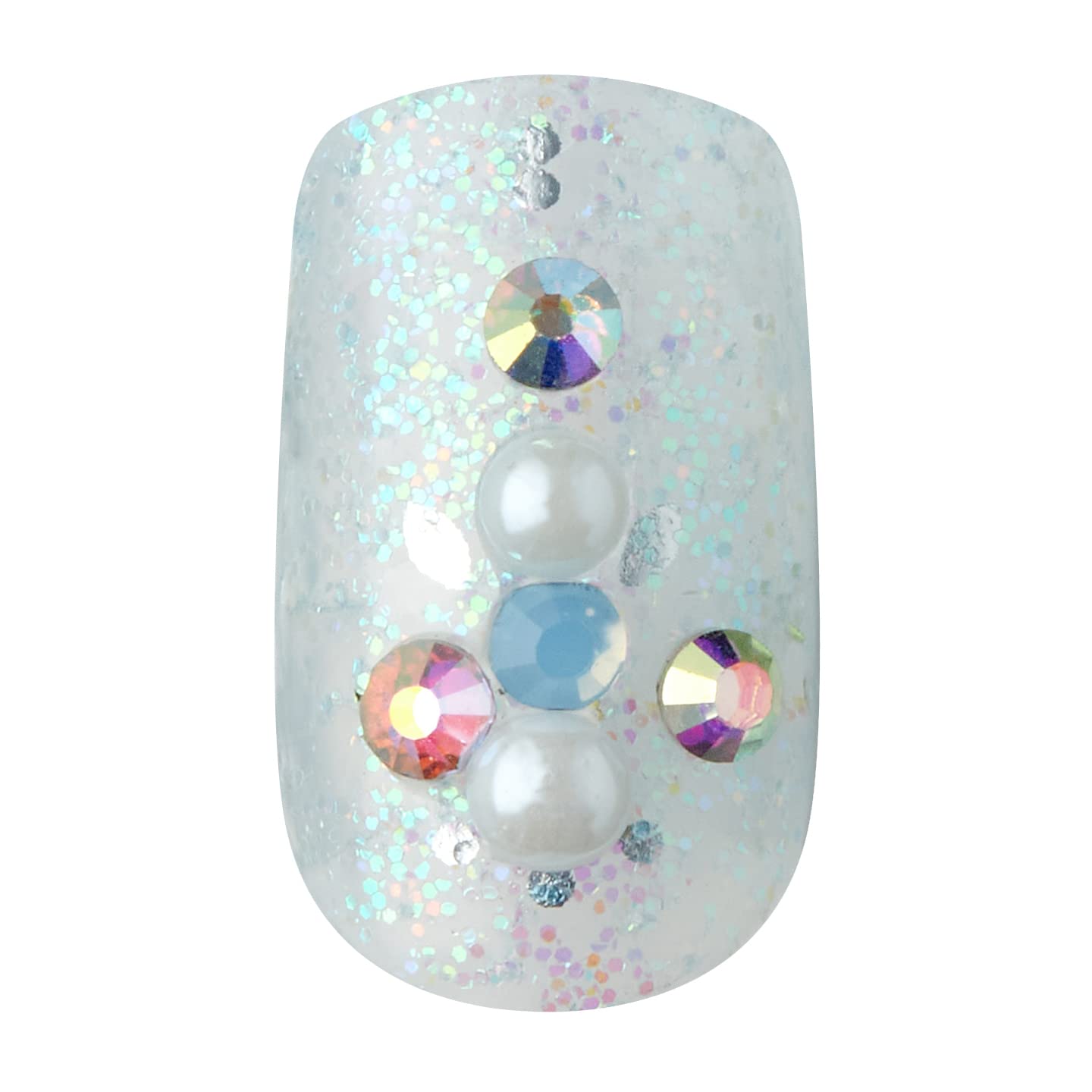 KISS imPRESS Couture Collection Press-On Manicure, Elegant, with Jewelled Accents, Includes 30 Fake Nails, Prep Pad, Mini File, and Cuticle Stick