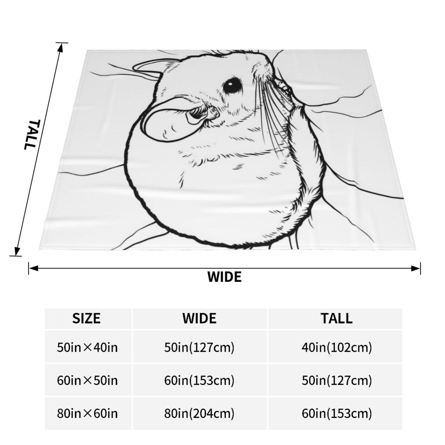 Cute Chinchilla Blanket, Gifts for Women, Black and White Animal Soft Lightweight Throw Blankets for Kids Girls, Travel Bed Living Room Decor, 50x60in