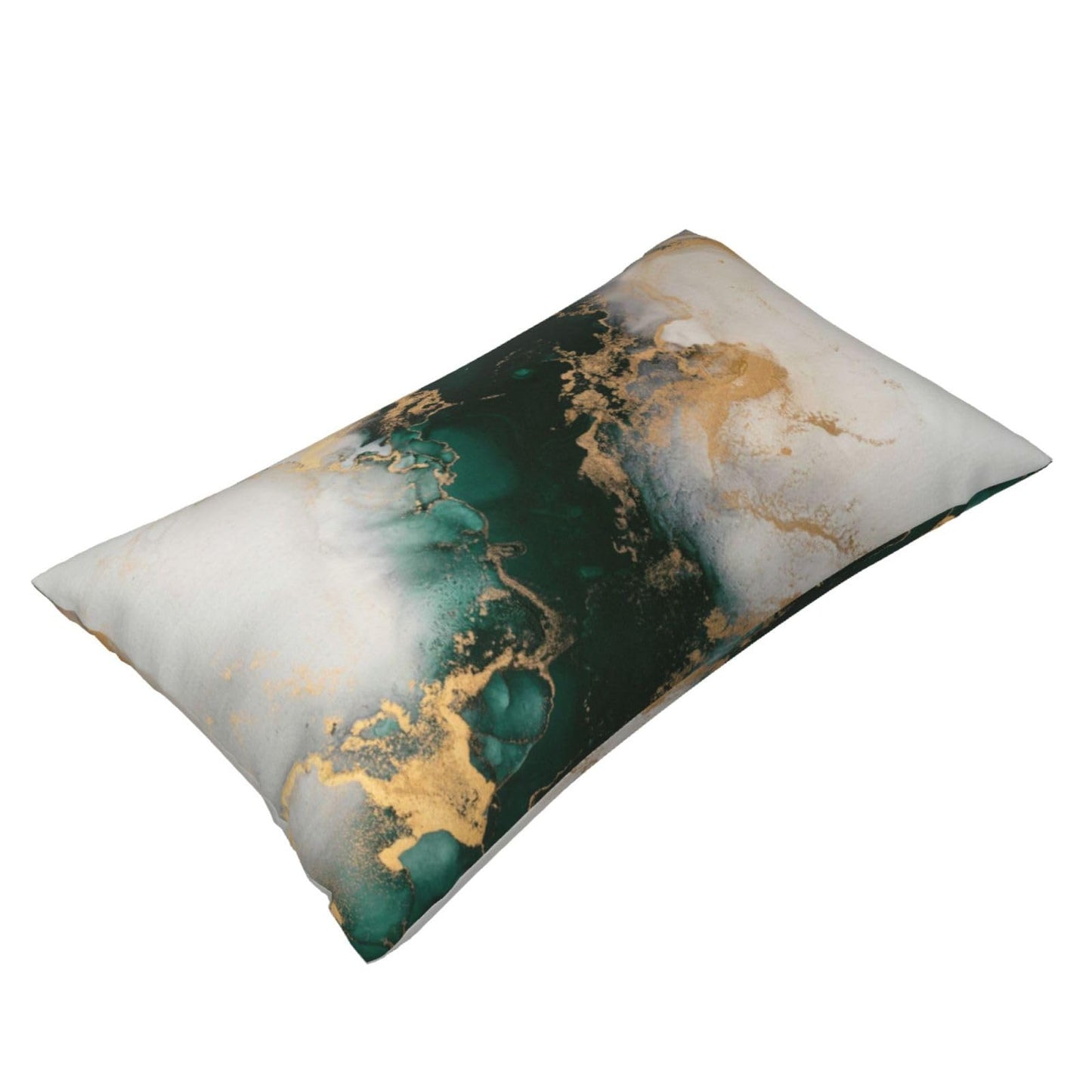 Tebjh Emerald Green and Gold Marble Pillow Covers 12x20 Set of 2, Green and Gold Throw Pillow Covers Outdoor Decorative Lumbar Pillow Case for Couch Bed Sofa Cushion Home Decor