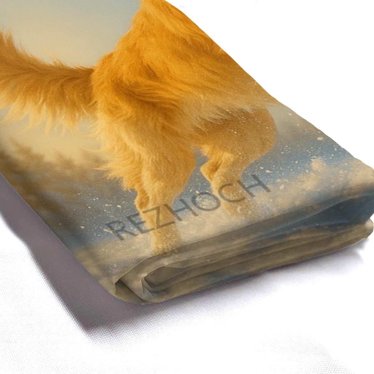 REZHOCH Golden Retriever Jump Shower Curtain Durable Waterproof Fabric Bathtub Sets Funny Animal Winter Snowy Frisbee Bathroom Home Decor Decoration 72x72inch with 12 Hooks