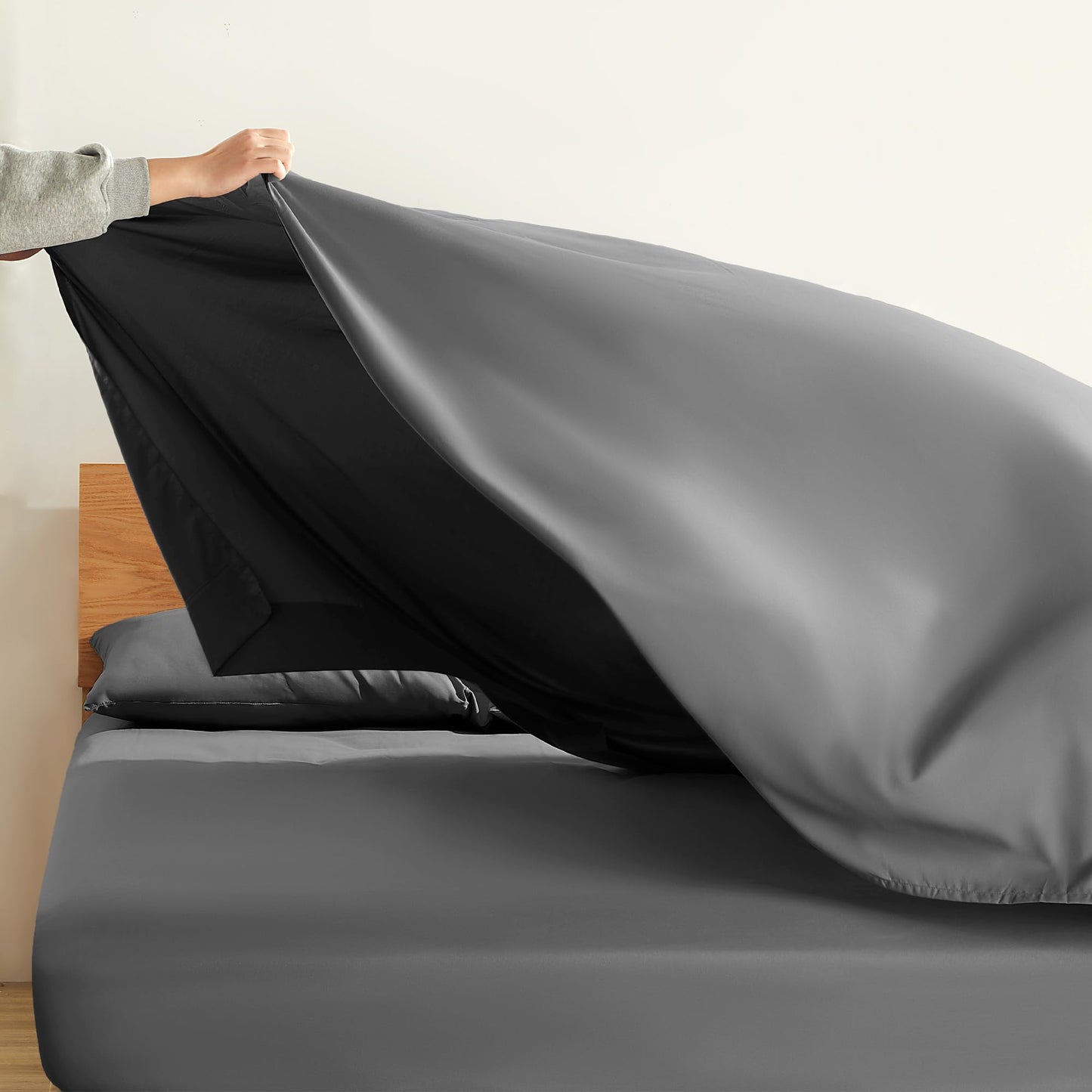 SLEEP ZONE 3 Pieces Bed Sheet Set, Microfiber Bed Sheet Twin XL Size, Soft & Breathable Bedding Sheet Set, Deep Pocket Fitted Sheet, Flat Sheet and Pillowcase (Grey. Twin XL)