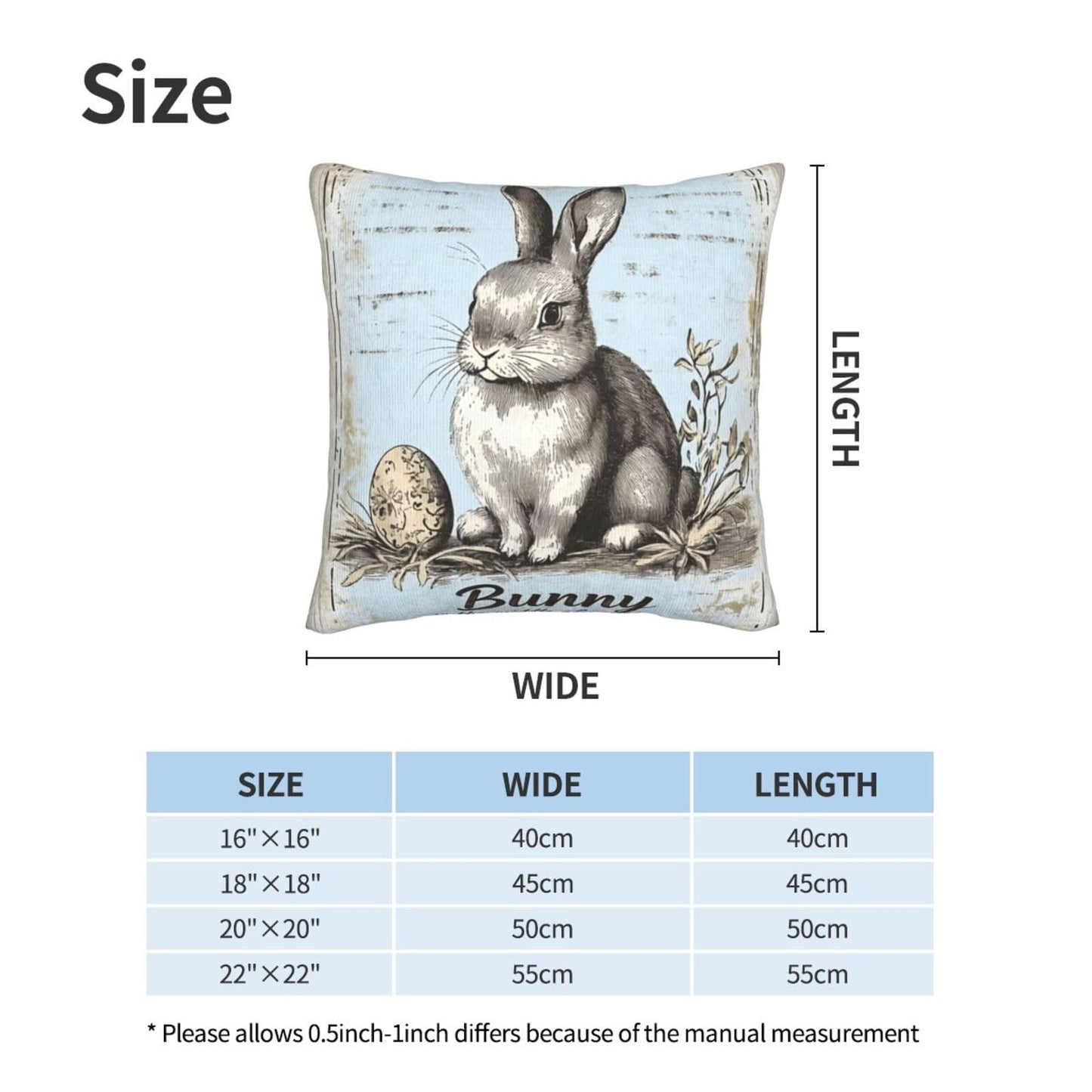 Droerfes Bunny Egg Throw Pillow Covers Set of 2 Couch Pillow Case Decoration Cushion Covers for Sofa Home Living Room Bedroom Outdoor 18X18 Inch