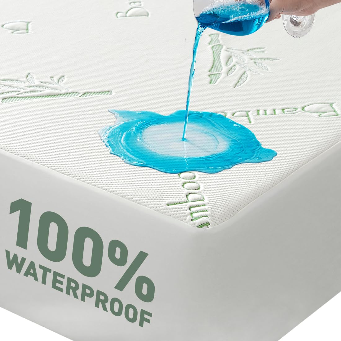 Flippeddream Cooling Queen Mattress Protector-100% Waterproof & Noiseless Rayon Fiber Mattress Cover (60" x 80") Size Bed Soft, Breathable, Guards Against Spills Matterss Pad - Pockets Up to 21″