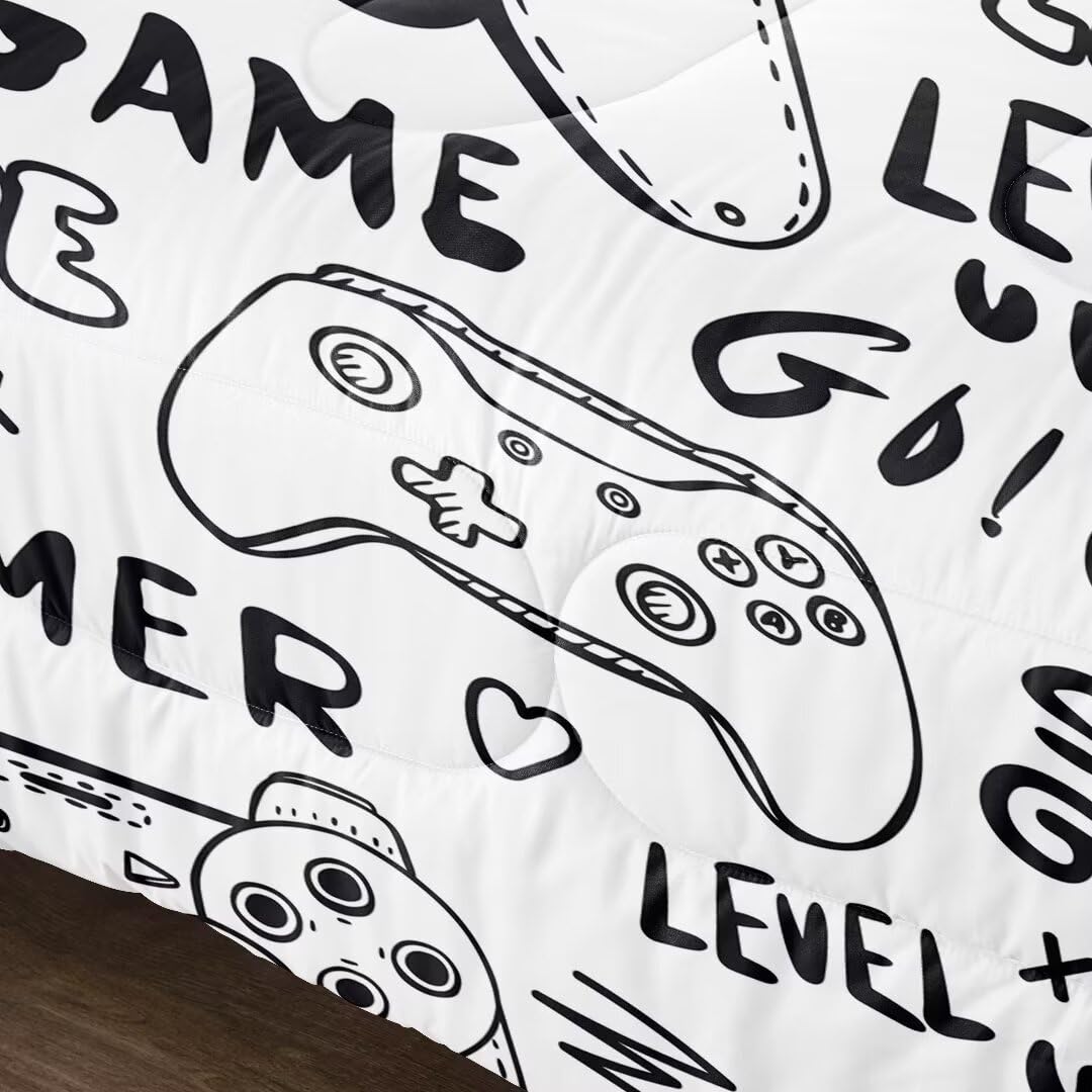 GRAT TIOC Gaming Comforter for Boys Teens,Game Bedding Sets Twin,Kids Gamer Comforter Set,Video Game Bedroom Bed Set Controller Duvet All Season 3 Piece