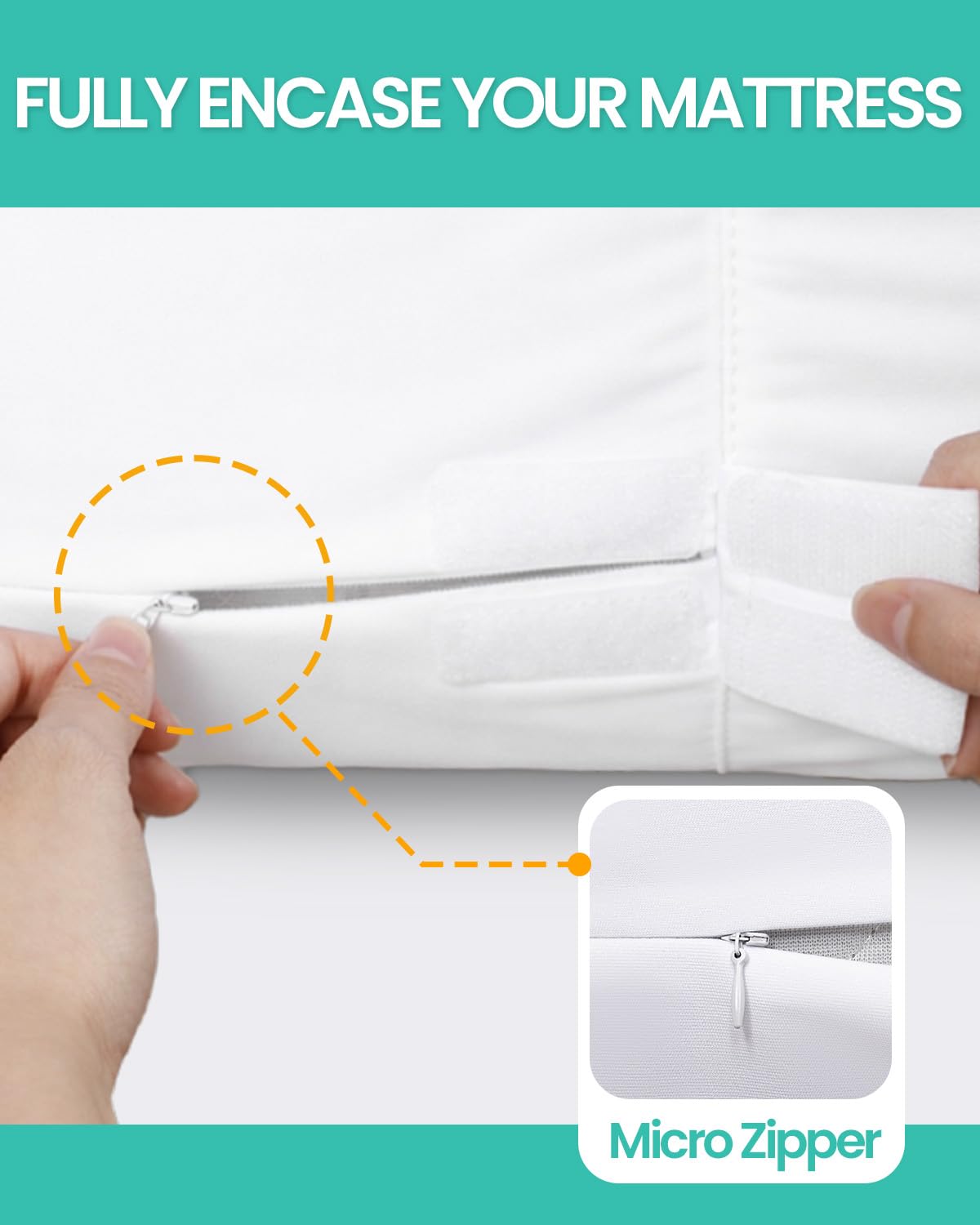 【Dorms Hotel Exclusive】 Twin XL Mattress Protector 39"x80" Fits 10/11/12 in Deep, Zipper, Waterproof, Terry Top Pocket Spring Mattress Cover Encasement