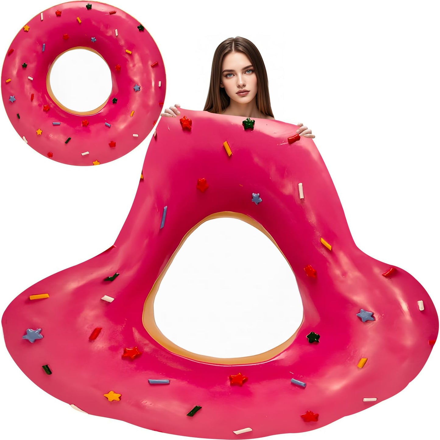 Pink Doughnut Donut Blanket for Kids Adults Round Cozy Flannel Funny Gifts Realistic Food Throw Blankets Novelty Soft for Men Women for Bed Couch 48 Inches