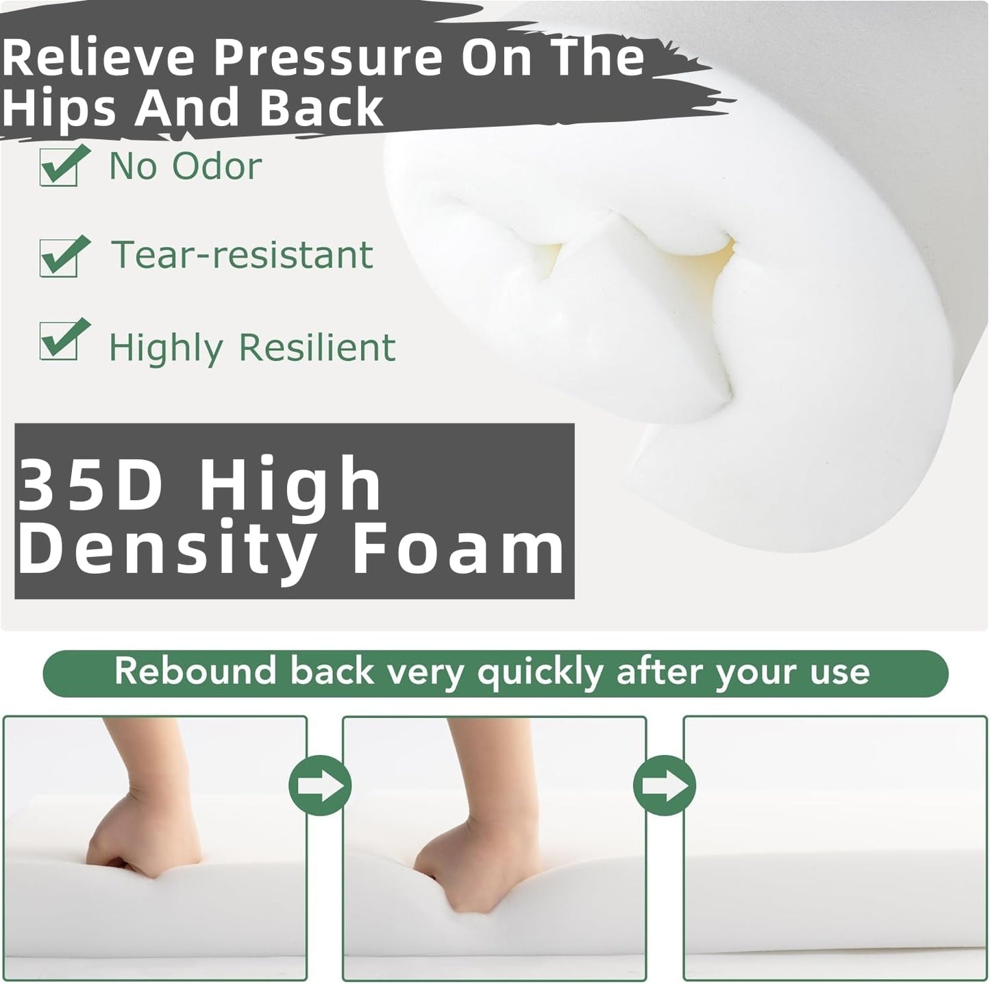 FSJITF Patio 66” 5 in 1 Round Foam,for Daybed Replacement 36ILD (Semi-Firm) Cushion