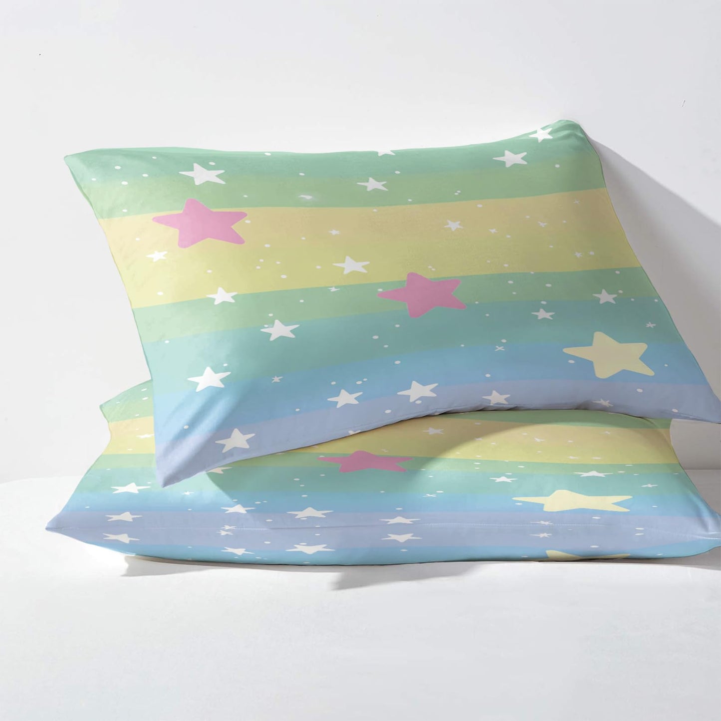 NOGAWA Star Sheets Cal King, Kids Girls Cartoon Bed Sheets, Deep Pocket & Soft Microfiber Bedding Sheets & Pillowcases 4 Piece - Fitted Sheet & Flat Sheet & 2 Pillow Cases