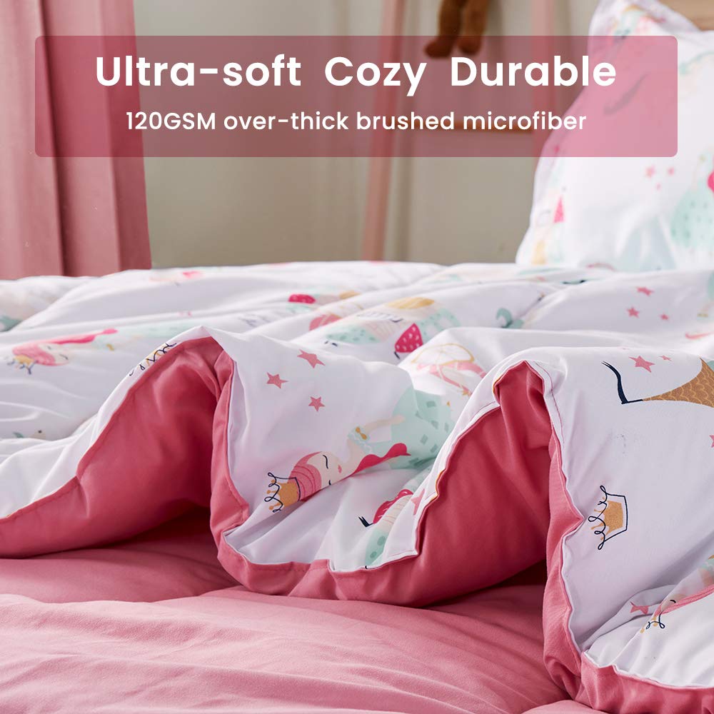 SLEEP ZONE Kids Twin Bedding Comforter Set - Super Cute & Soft Kids Bedding Bed in a Bag 5 Pieces Set with Comforter, Sheet, Pillowcase & Sham (Princess Castle)