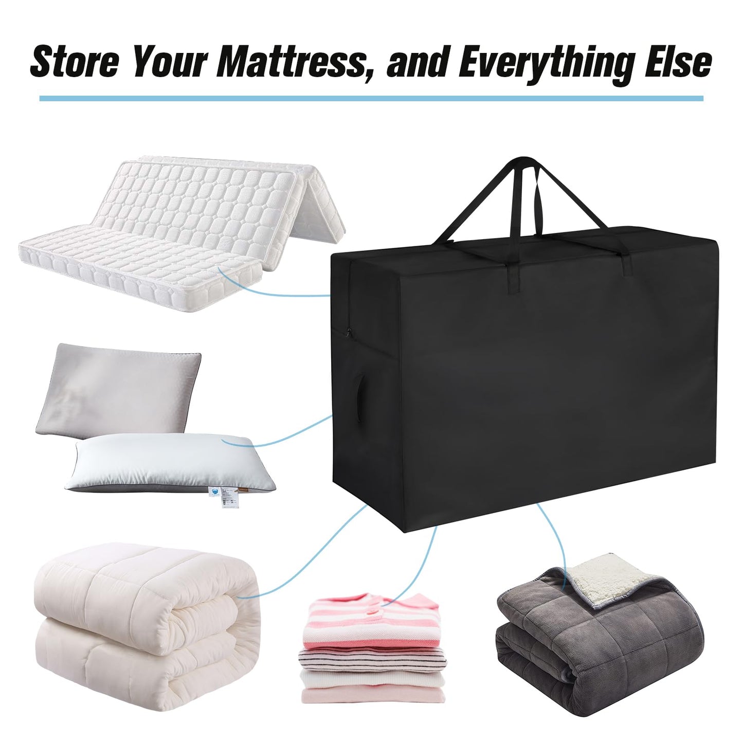Jungda Tri Folding Mattress Storage Bag Cot, Foldable Memory Foam Mattress Case, Carry Case for Tri-Fold Guest Bed Mattresses Fits 6 Inch Cot (Mattresses NOT Included)-31"L x 18"W x 26"H