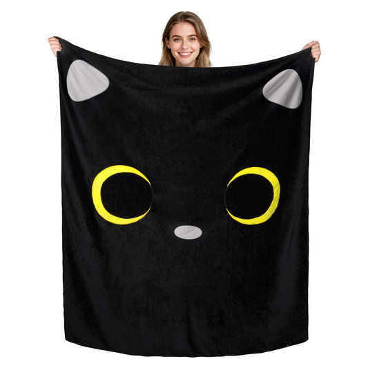 Black Cat Flannel Throw Blanket, Soft and Cozy Cat Blanket Gifts for Girls Women, 63x49 Inch Soft Fleece Blanket for Couch, Bed