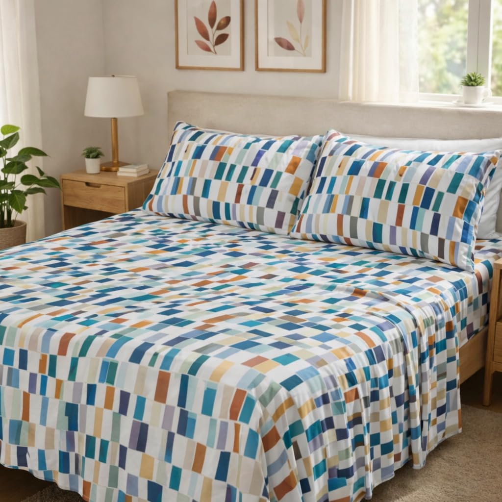 YIYEA King Size Sheets Set, Premium Double Brushed Microfiber Bed Sheet Set for All Season, Soft Breathable, 16" Deep Pocket, Shrinkage and Fade Resistant, 4PC, King