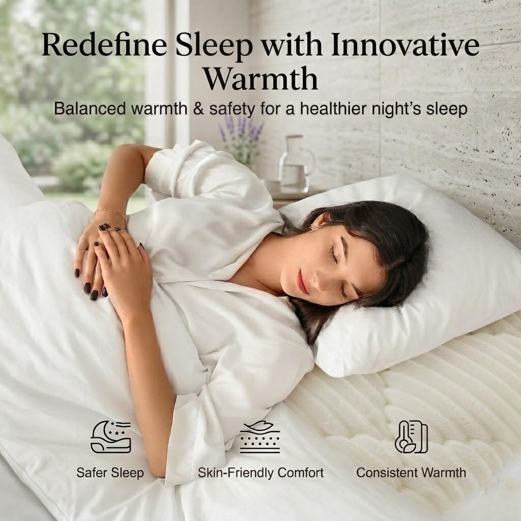 Novilla King Flannel Mattress Topper, Ultra Soft Faux Fur Mattress Pad with Deep Pocket, Quilted Thickened Warm Bed Topper for Winter, Fits 8-21" Mattress, Machine Washable, White