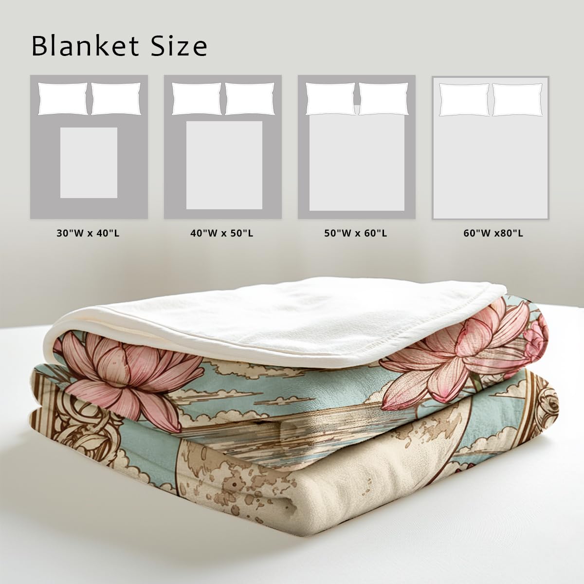 HUNXIAOJ Sun Moon Celestial Print Blanket Boho Celestial Flannel Throw Beige Blanket Throw for Couch Bed Home Living Room Boho Decor Gifts for Kids Adult (59"x78")