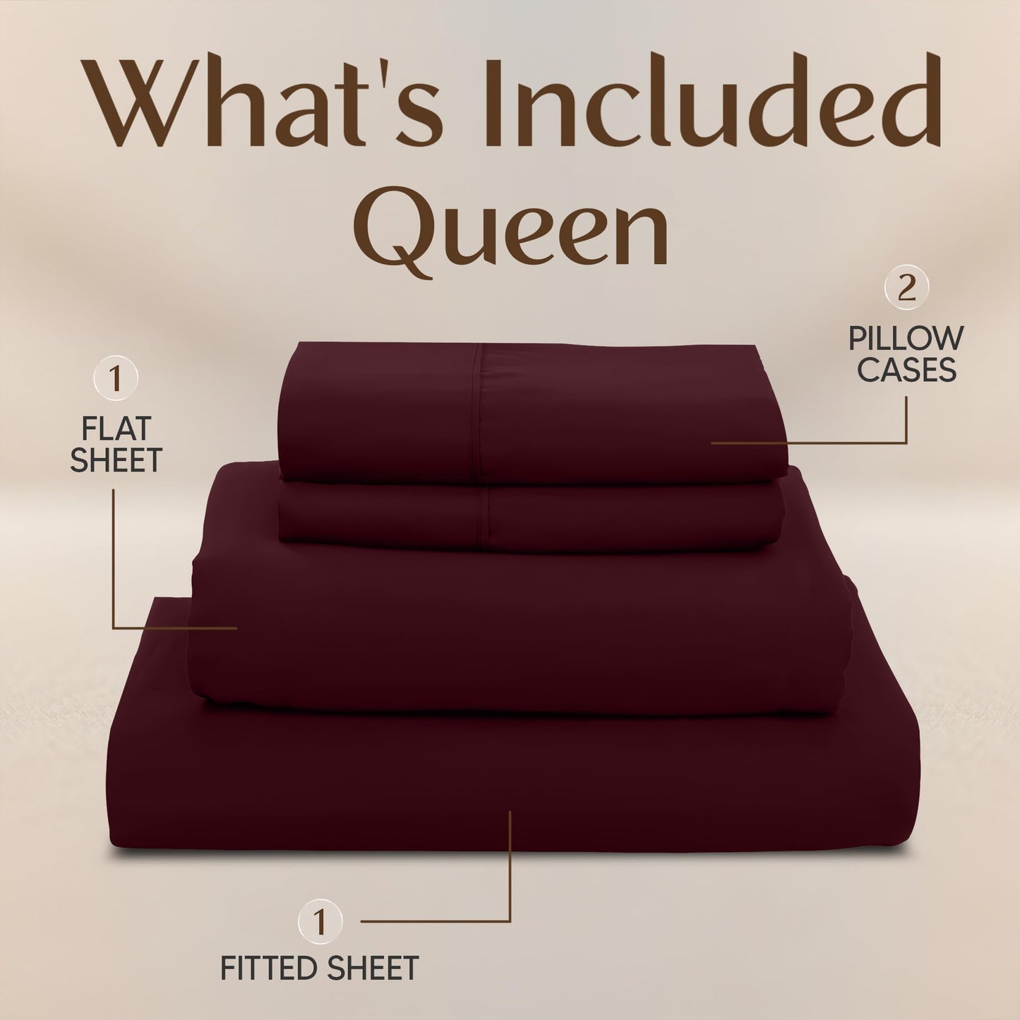Utopia Bedding Queen Size Sheet Set – 4 Piece Bed Sheets, Soft and Breathable Microfiber, Includes 1 Fitted Sheet, 1 Flat Sheet and 2 Pillowcases – Oeko Tex (Burgundy)