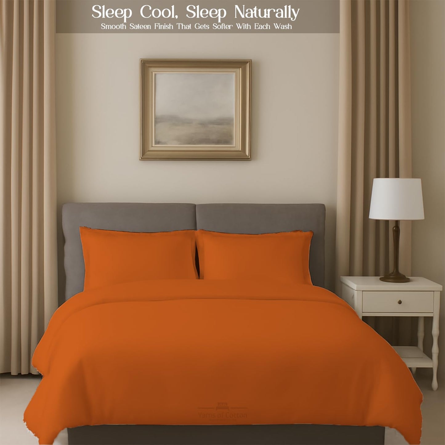 Sleeper Sofa Bed Sheet, 100% Cotton 400 Thread Count, 4 Piece Set, Deep Pocket Fitted Sheet, Soft Wrinkle Free & Breathable, Luxury Hotel Quality, Fits Up to 6 Inch Mattress (Full, Orange)