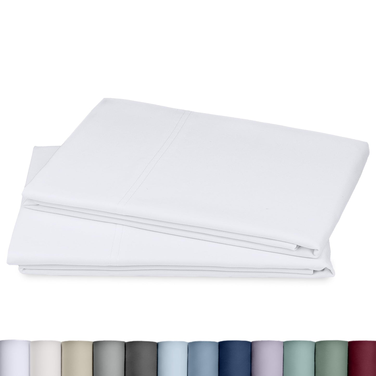 Heirloom Soft, Smooth & Thick Certified 800 Thread Count 100% Cotton Sateen, 2 King Size Pillow Cases, Fits King Pillows (Bright White)