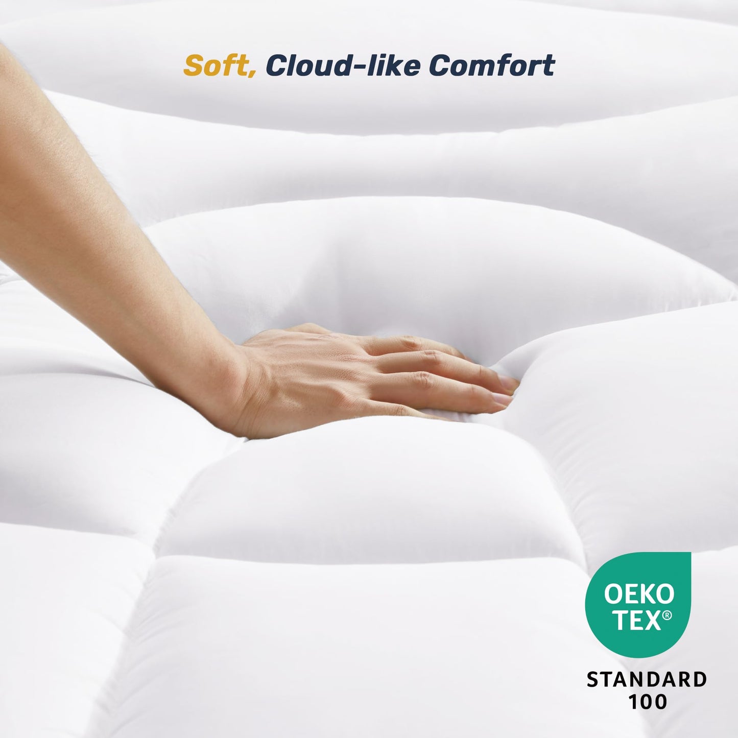 Unikome Waterproof Mattress Pad Queen Size, Ergonomic Quilted Mattress Topper – Soft Breathable Bed Cover with Deep Pocket (Fits 8-21 Inches), Noiseless Durable and Machine Washable (White, 60x80)