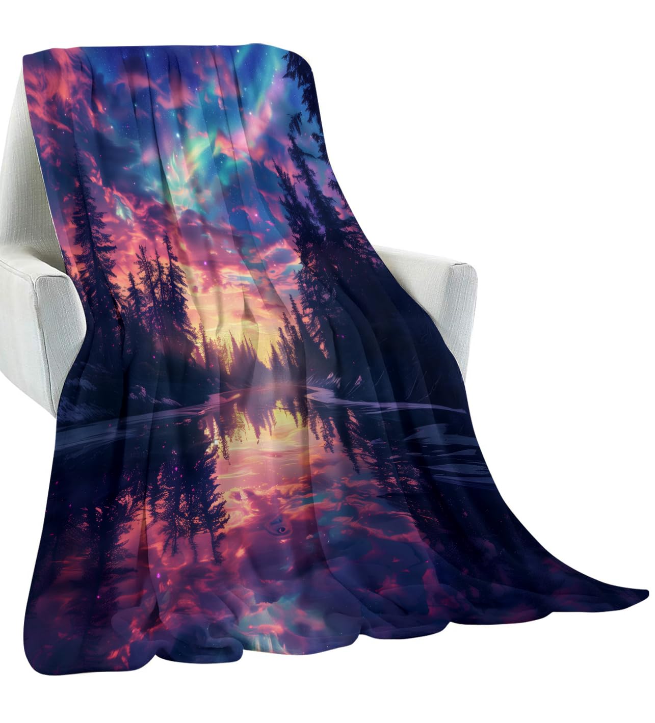 amepay Aurora Sky Blanket,Fantasy Galaxy Night Landscape Throw Blankets Lightweight Flannel Throws 50×60 for Couch Sofa Bed,All Season Home Decor for Living Room Bedroom, Gifts for Nature Lovers