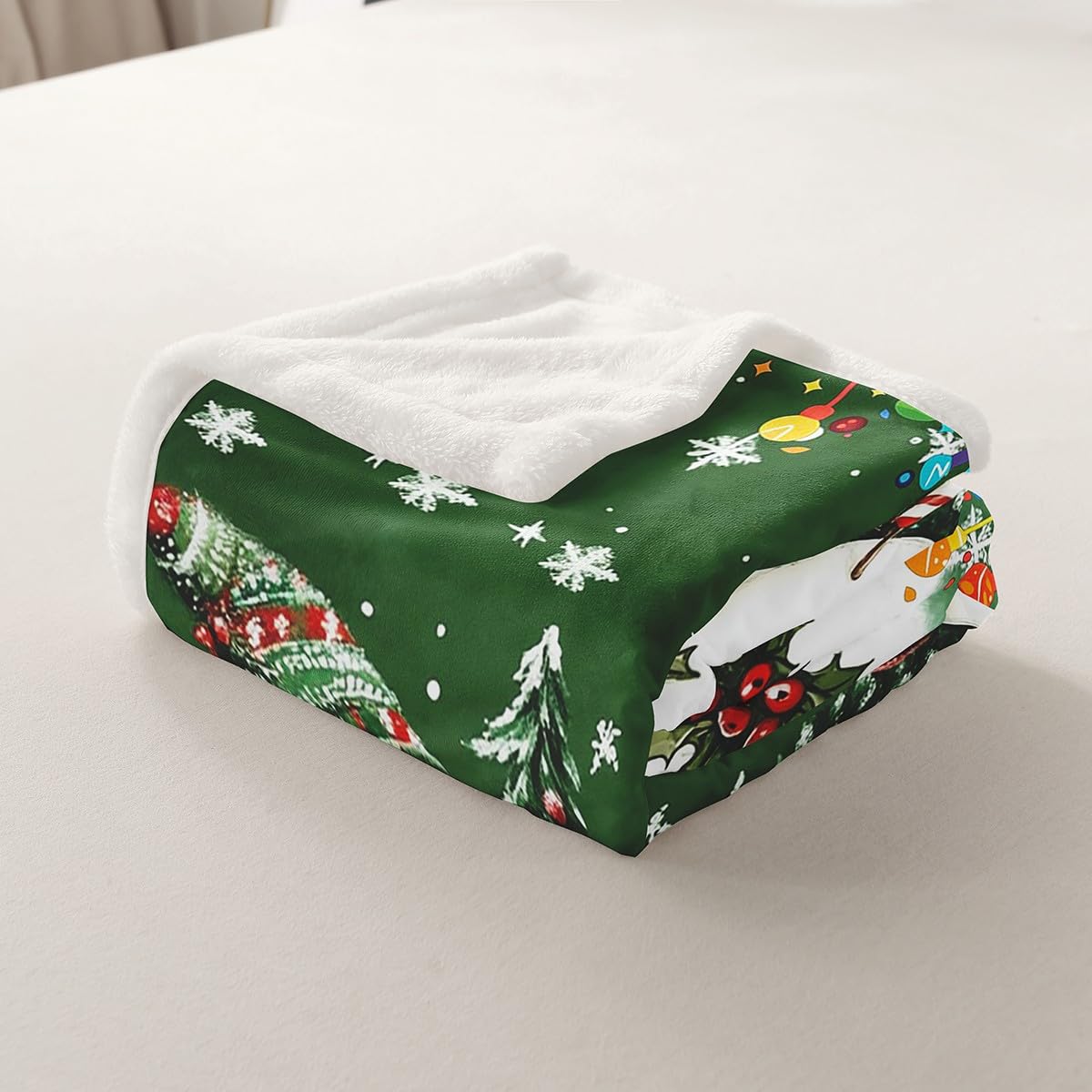 Erosebridal Kids Merry Christmas Sherpa Blanket Baby 30"X40" Kawaii Snowman Fleece Blanket for Kids New Year Cute Snowflake Throw Blanket Green Decorative Sofa Couch Plush Bed Blanket
