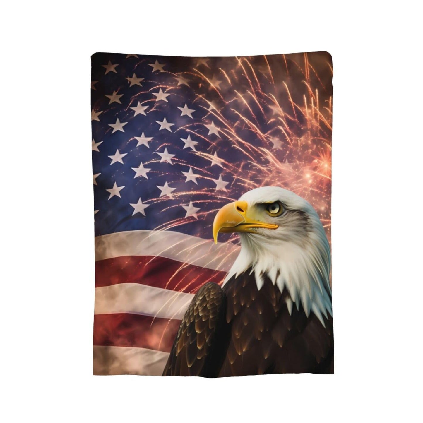 American Flag Ultra-Soft Flannel Throw Blankets, Firework Eagle Blanket for Bed Couch Sofa, All Seasons Home Camper Travel 60"x50"