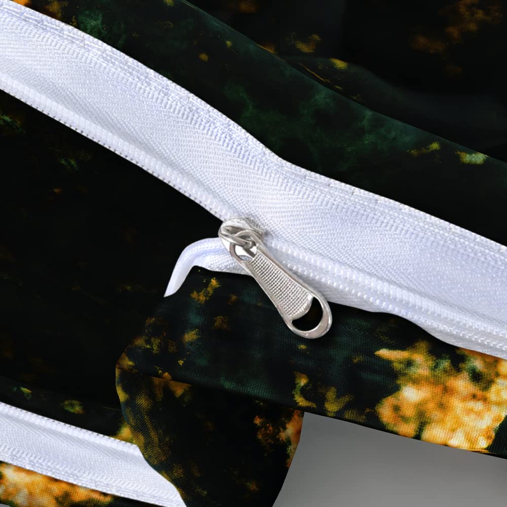 Holiyjog Emerald Green Marble Duvet Cover Set King/Cal King Size Dark Olive Gold Bedding Comforter Covers with 2 Pillow Shams Breathable Durable Soft Comfy