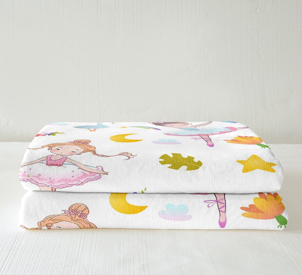 Girls Pink Ballerina Print Fleece Throw Blanket - Soft Fuzzy Plush for Bed, Couch, Toddler - Cute Floral Tropical Palm Leaf Sherpa - Ballet Dancer Room Decor - 50"x60"